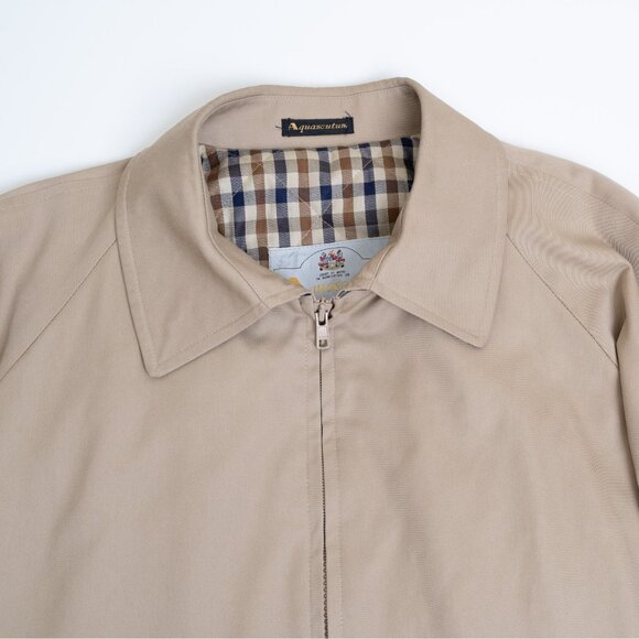 Aquascutum Jacket Zip Up Coat England Plaid Lined Vintage Mens Small - Picture 4 of 16